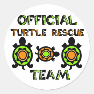 Pegatina Redonda Equipo oficial de rescate de tortugas 1