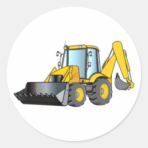 Pegatina Redonda Equipo pesado: Backhoe