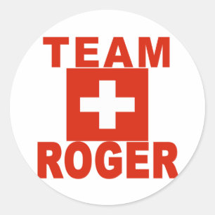 Pegatina Redonda Equipo Roger con bandera suiza