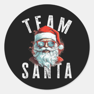 Pegatina Redonda Equipo Santa Navidad Divertido Xmas Santa Claus 1