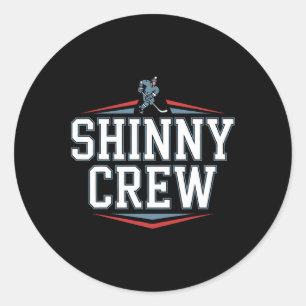 Pegatina Redonda Equipo Shinny Juega Hockey En El Estanque