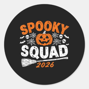 Pegatina Redonda Equipo Siniestro 2026 Halloween Familiar Combinado