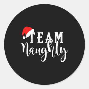 Pegatina Redonda Equipo travieso - Equipo lindo Navidades divertido