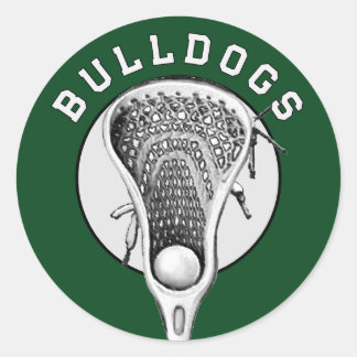 Pegatina Redonda Equipo Verde de Lacrosse