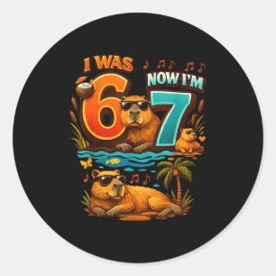 Pegatina Redonda Era seis siete 6 7 carpincho 67 meme cumpleaños 7