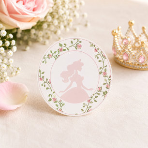 Pegatina Redonda Érase Una Vez Princesa Rosa Floral Coquette 1º