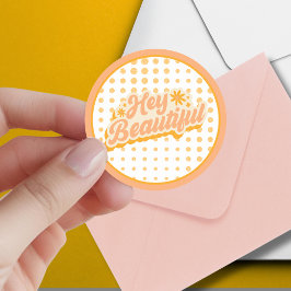 Pegatina Redonda Eres bello rosa y Naranja de los años 60