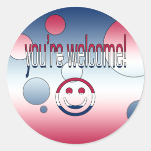 Pegatina Redonda ¡Eres bienvenido! La bandera de Estados Unidos col