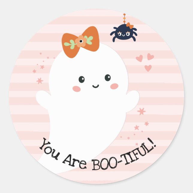Pegatina Redonda Eres Bootiful Kawaii Ghost Halloween (Anverso)