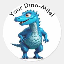 Pegatina Redonda ¡Eres Dino-Mite! Personalizar el texto del nombre 