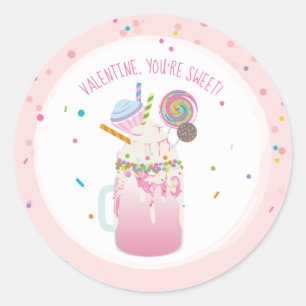 Pegatina Redonda Eres dulce Valentine Crazy Milkshake Sprinkles