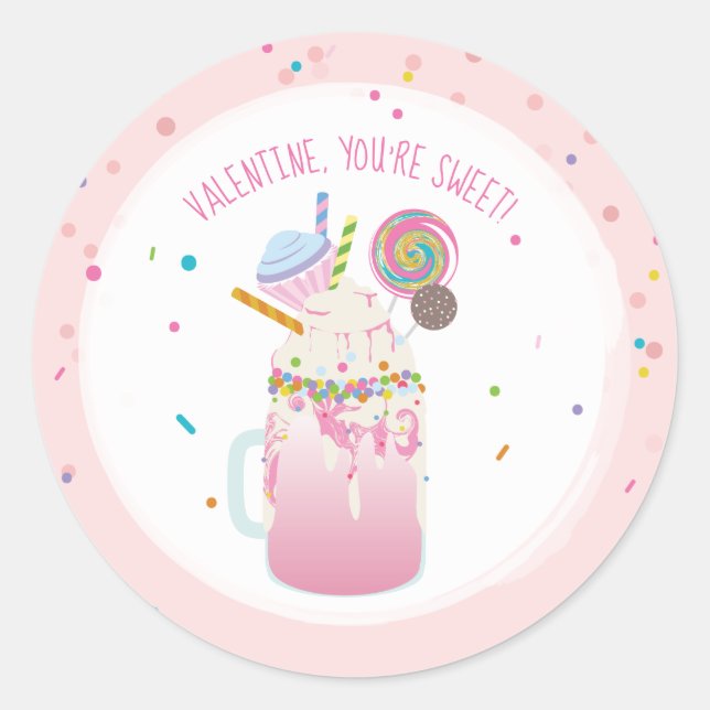 Pegatina Redonda Eres dulce Valentine Crazy Milkshake Sprinkles (Anverso)