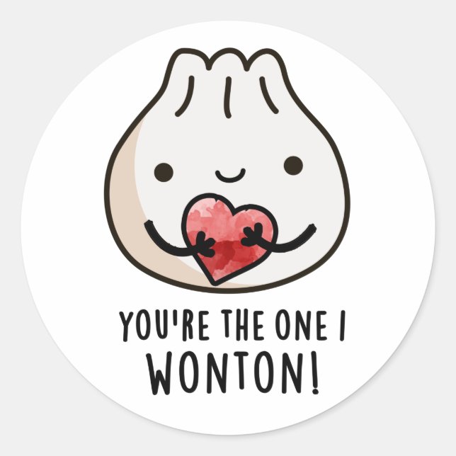 Pegatina Redonda Eres el único que Wonton Funny Food Dimsum Pun (Anverso)