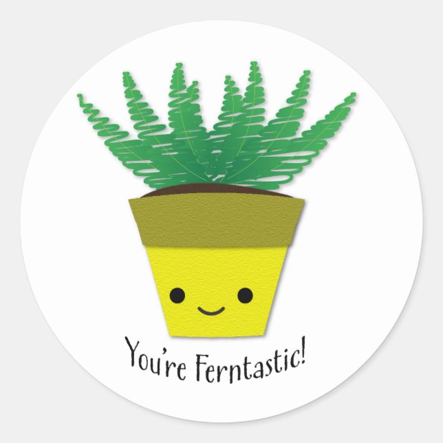 Pegatina Redonda Eres Ferntastic Fern (Anverso)
