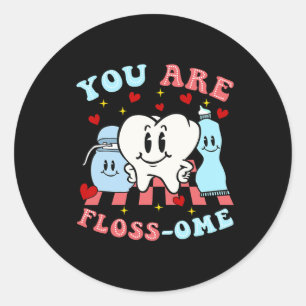 Pegatina Redonda Eres Floss-ome Cute Teeth