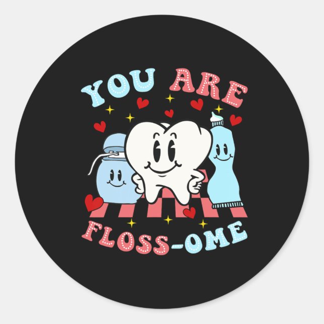 Pegatina Redonda Eres Floss-ome Cute Teeth (Anverso)