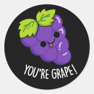 Pegatina Redonda Eres Grape Funny Fruit Pun Dark BG