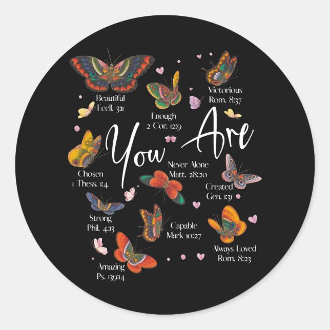 Pegatina Redonda Eres hermosa Biblia versus cristiano religioso (Anverso)