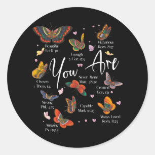 Pegatina Redonda Eres hermosa Biblia versus cristiano religioso