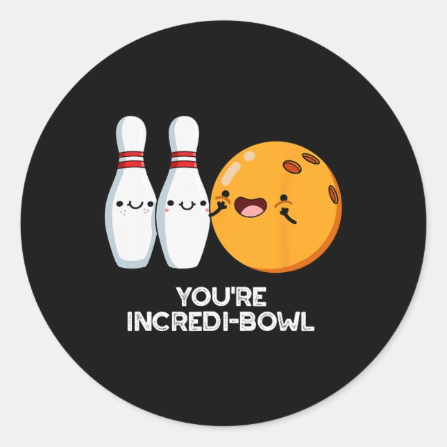 Pegatina Redonda Eres Incredit-bowl Funny Bowling Pun (Anverso)