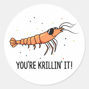 Pegatina Redonda Eres Krillin It Funny Krill Pun