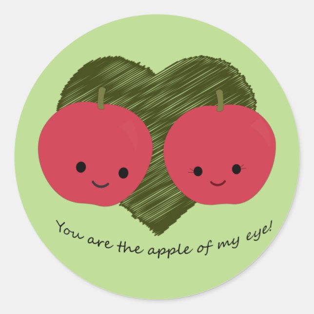 Pegatina Redonda Eres la Apple de mi ojo (Anverso)