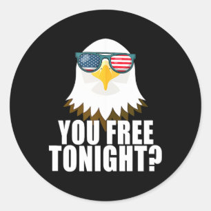 Pegatina Redonda Eres Libre Esta Noche Bandera Americana Patriótica