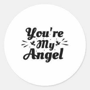 Pegatina Redonda Eres mi ángel - frase de amor