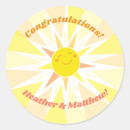 Pegatina Redonda Eres mi Baby Shower Sunshine