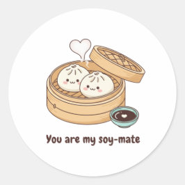 Pegatina Redonda Eres Mi Compañero de Soya Cute Dim Sum Sticker del