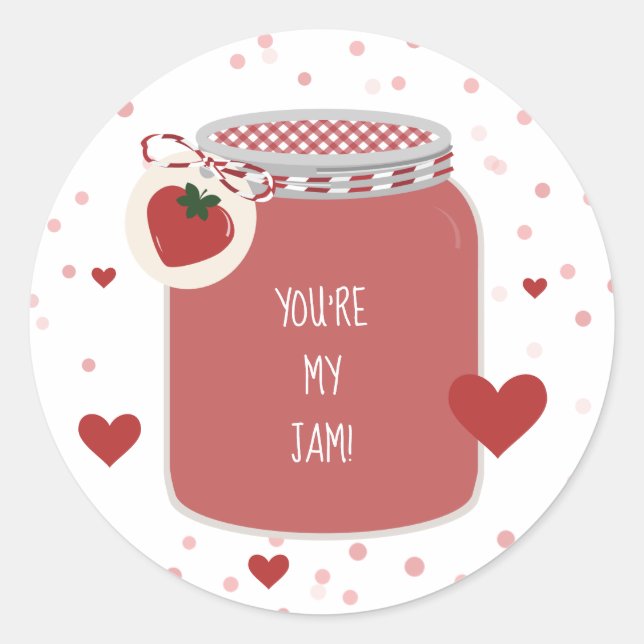 Pegatina Redonda Eres mi Jam Jar Kids Classroom Valentine (Anverso)