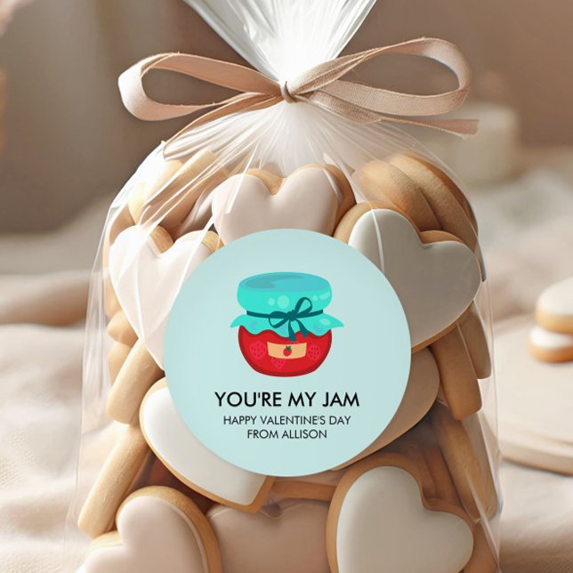 Pegatina Redonda Eres mi Jam Valentine, aula escolar para niños (Subido por el creador)