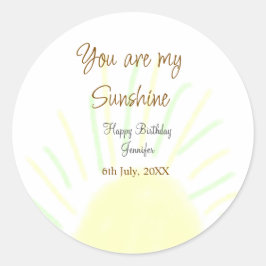Pegatina Redonda Eres mi nombre de agregación amarillo pastel sunsh