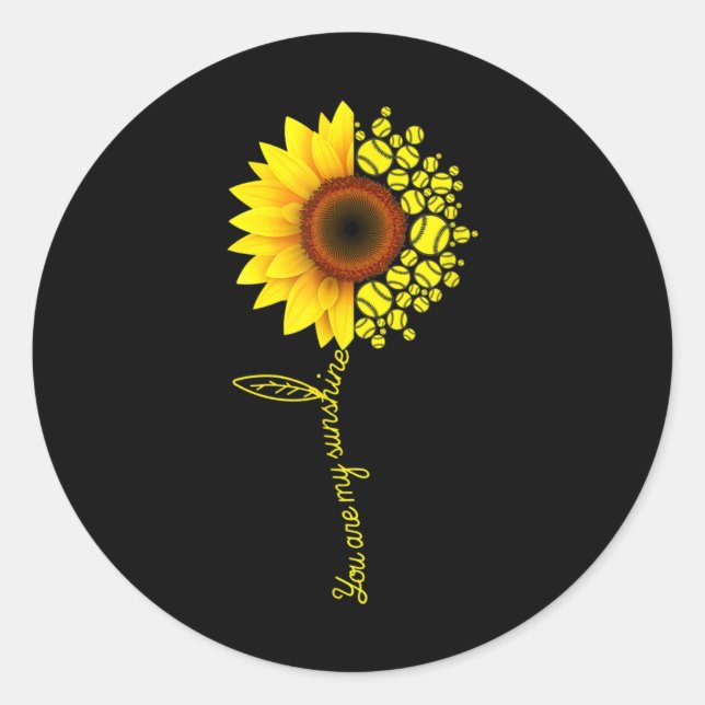 Pegatina Redonda Eres Mi Softbol Sunshine Sunflower (Anverso)