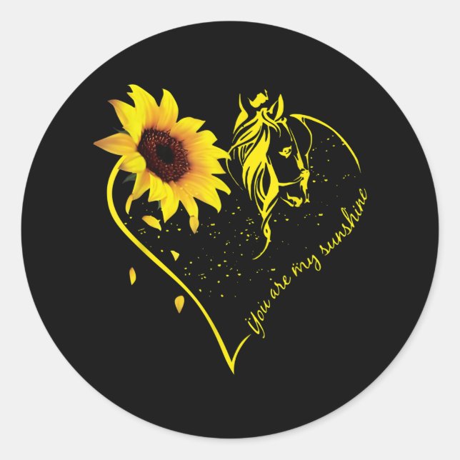 Pegatina Redonda Eres Mi Sunshine Sunflower Y Mi Caballo (Anverso)