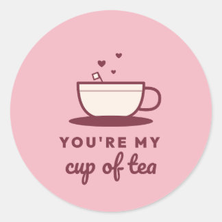 Pegatina Redonda Eres mi taza de té Valentín Amante del té Lindo Ro