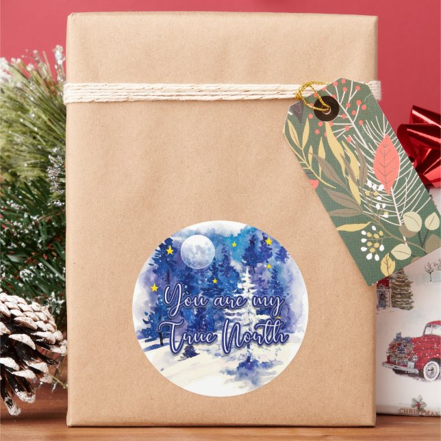 Pegatina Redonda Eres mi verdadero norte (Vacaciones)