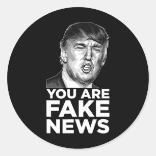 Pegatina Redonda Eres Noticias Falsas - Presidente Trump Insulto Sa