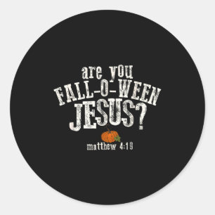Pegatina Redonda ¿Eres Otoño Jesús Calabaza Cristiano Halloween