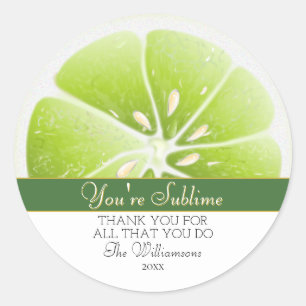 Pegatina Redonda Eres Sublime Lime Citrus Fruit   Gracias