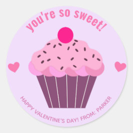 Pegatina Redonda Eres tan dulce - Cute Cupakes Classroom Valentine