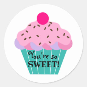 Pegatina Redonda ¡Eres tan dulce! Pastel Cupcake Pastel
