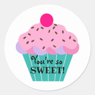 Pegatina Redonda ¡Eres tan dulce! Pastel Cupcake Pastel
