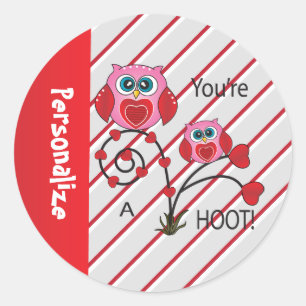 Pegatina Redonda Eres un búho de San Valentín divertido