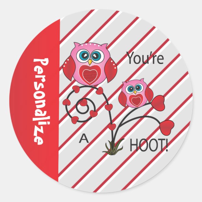 Pegatina Redonda Eres un búho de San Valentín divertido (Anverso)