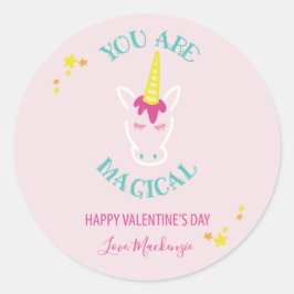 Pegatina Redonda Eres Un Magnífico Día de San Valentín De Unicornio