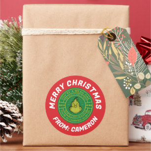 Pegatina Redonda Eres un malvado señor Grinch   Feliz Navidad