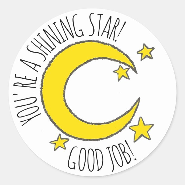 Pegatina Redonda Eres una brillante estrella en la recompensa por e (Anverso)