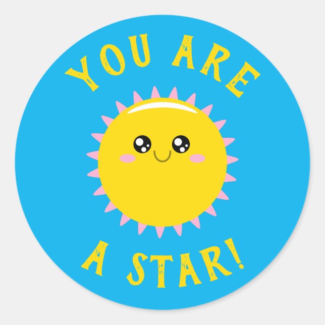 Pegatina Redonda Eres una estrella (Anverso)