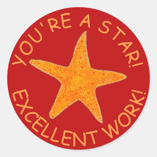 Pegatina Redonda Eres una gran recompensa para profesores Starfish  (Anverso)